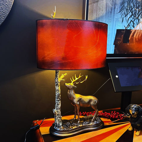 Stag & Tree Table Lamp with Shade