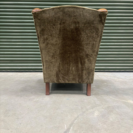 Theodore Wingback Chair in Saddle Tan & Derwent Olive - Ex Display