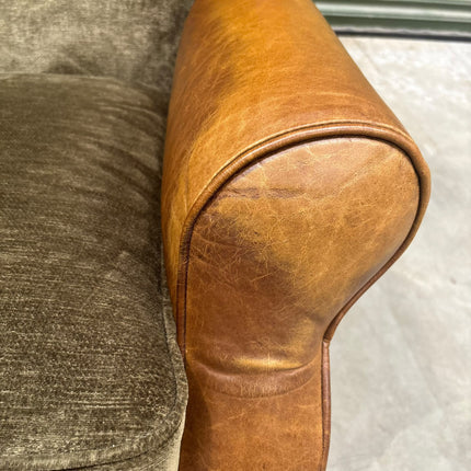 Theodore Wingback Chair in Saddle Tan & Derwent Olive - Ex Display