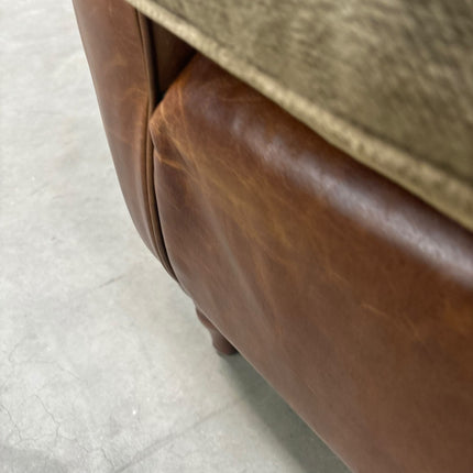 Theodore Wingback Chair in Saddle Tan & Derwent Olive - Ex Display