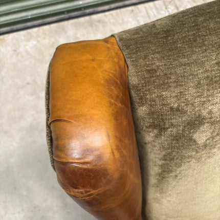 Theodore Wingback Chair in Saddle Tan & Derwent Olive - Ex Display