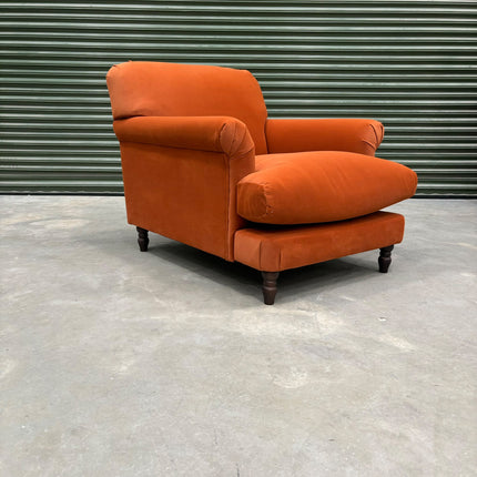 Truffle Armchair in Royal Orange Rust Velvet - Ex Display