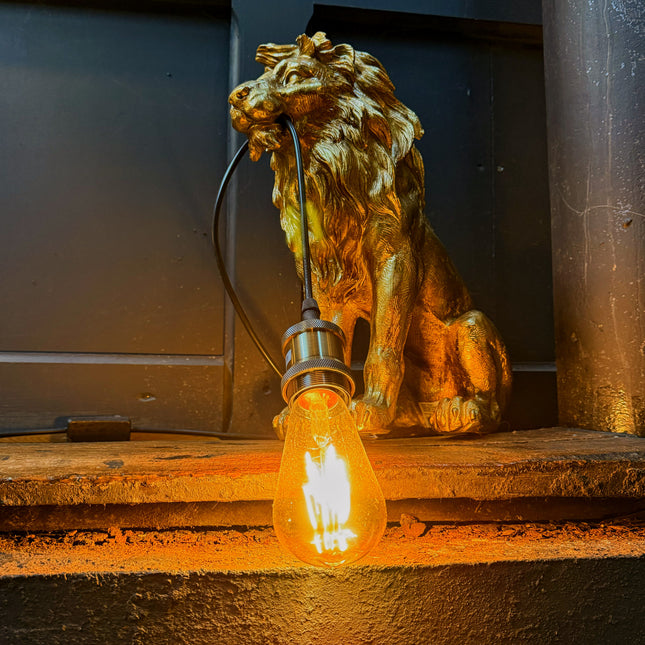 Table Lamp Antique Gold Sitting Lion