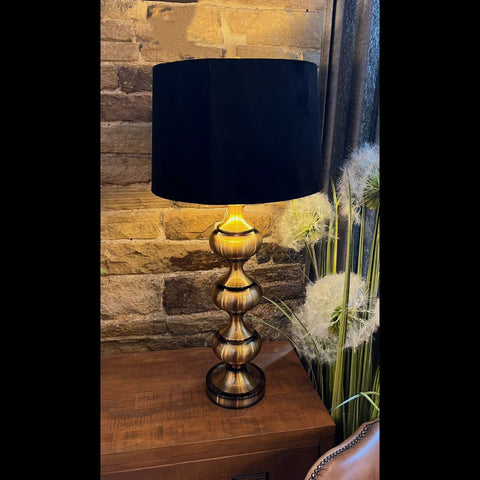 Table Lamp Bronze with Black Velvet Shade (43 x 43 x 92cm) - Clearance & Discontinued