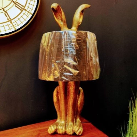 Table Lamp Gold Rabbit with Black Shade (36 x 36 x 77cm)