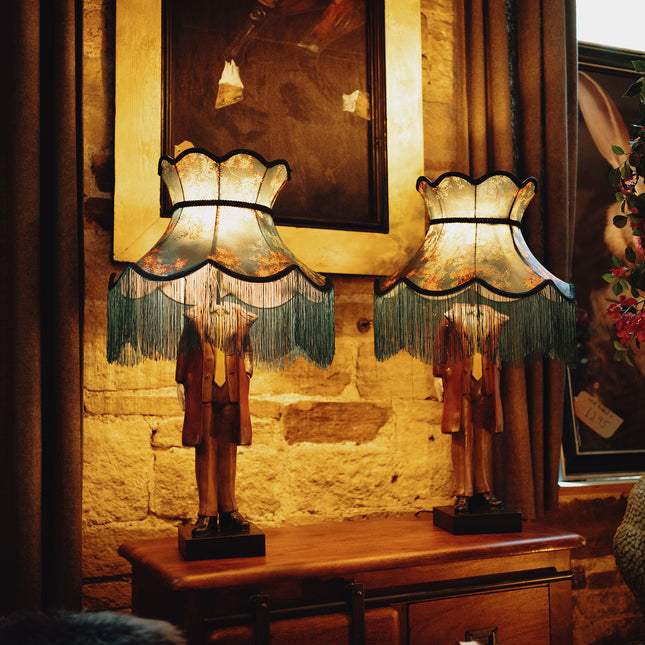 Table Lamp Suited Figure with Floral Shade