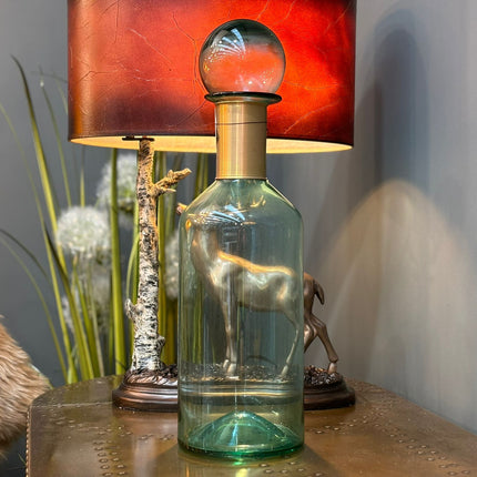 Tall Teal Glass Apothecary Bottle