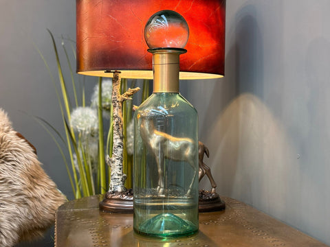 Tall Teal Glass Apothecary Bottle