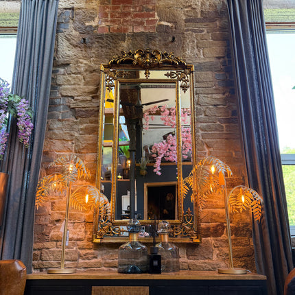 Tall Gold French Mirror with Crest