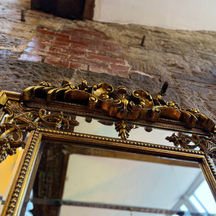 Tall Gold French Mirror with Crest