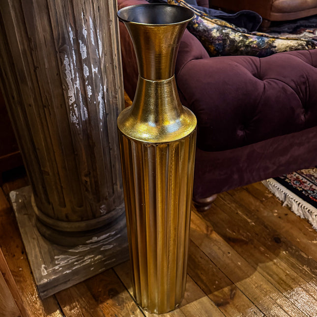 Tall Metal Gold Vase