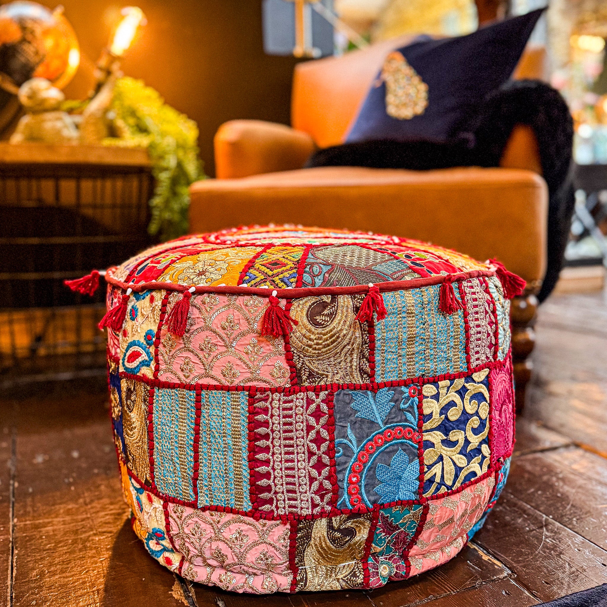 Footstool Multi Coloured Patchwork Armchair Large Tallulah