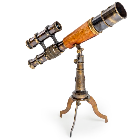 Antiqued Ornamental Telescope On Stand