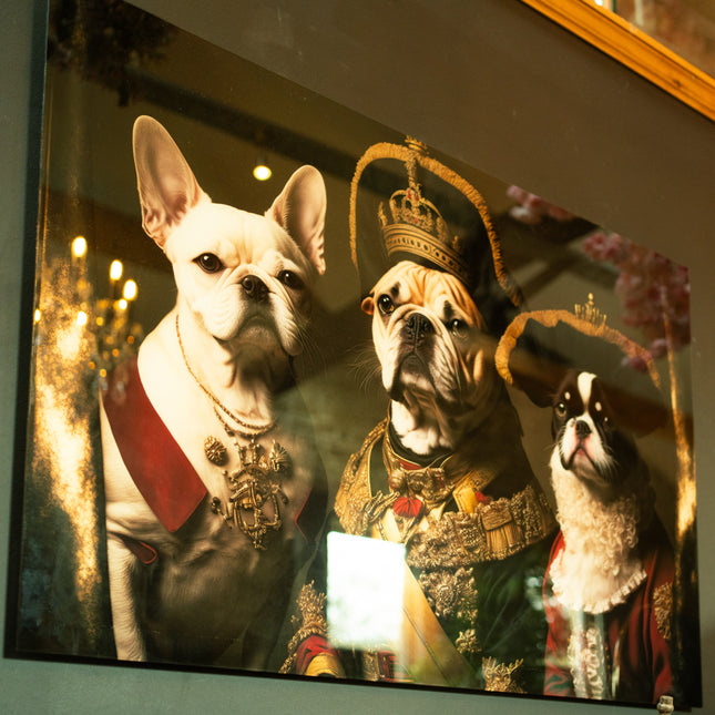 Tempered Glass Wall Art - Royal 3 Dogs