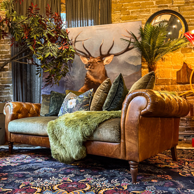 Theodore in Saddle Tan & Derwent Olive Velvet