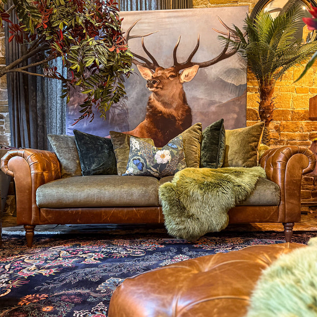 Theodore in Saddle Tan & Derwent Olive Velvet