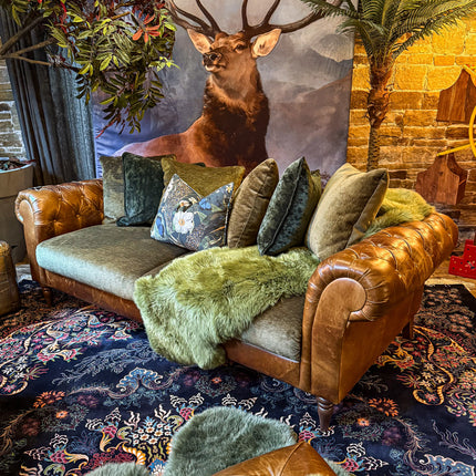 Theodore in Saddle Tan & Derwent Olive Velvet