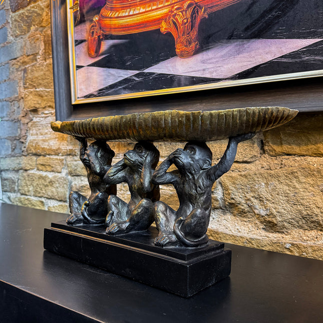 Three Wise Monkeys Tray Sculpture