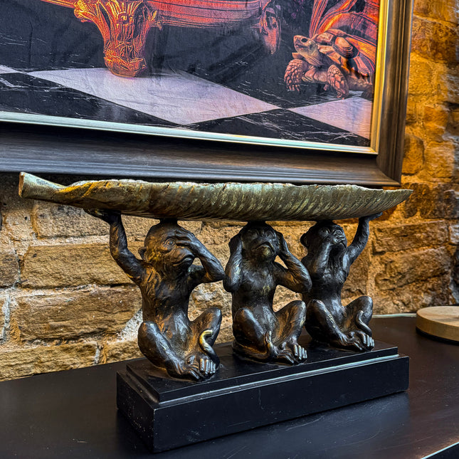 Three Wise Monkeys Tray Sculpture