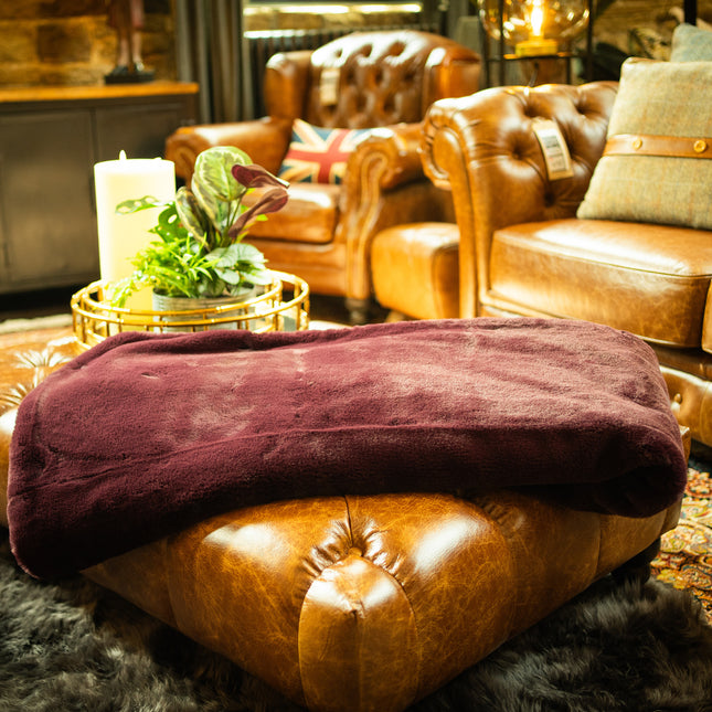 Throw Faux Fur Purple Wine