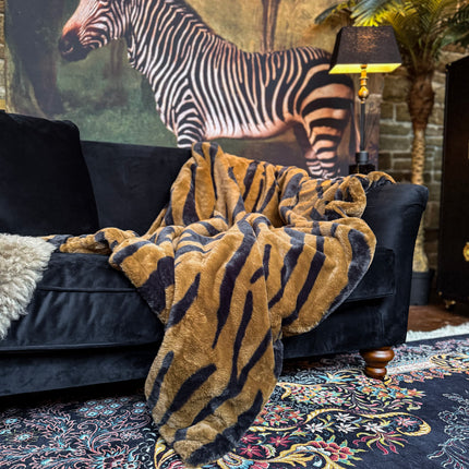 Throw Double Sided Faux Fur in Zebra