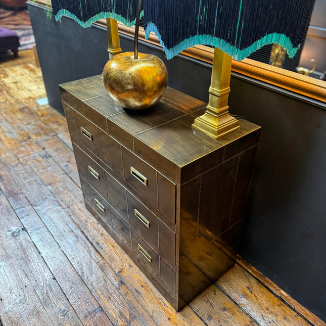 Timothy Aviator Brass Chest of Drawers - Antique Brass - Clearance