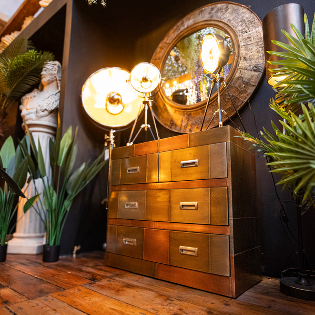 Timothy Aviator Brass Chest of Drawers / Cabinet