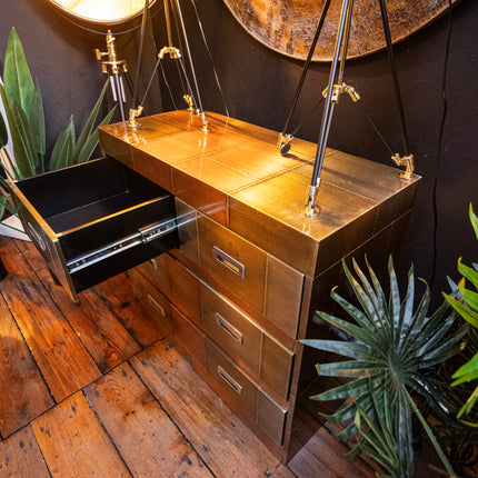 Timothy Aviator Brass Chest of Drawers / Cabinet