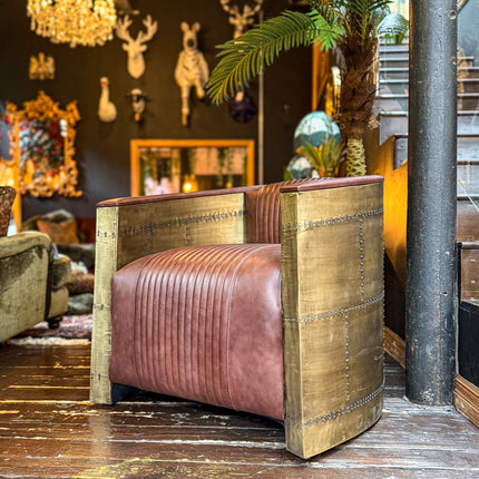 Timothy Aviator Chair in Brass with Antique Brass Finish - Factory Seconds