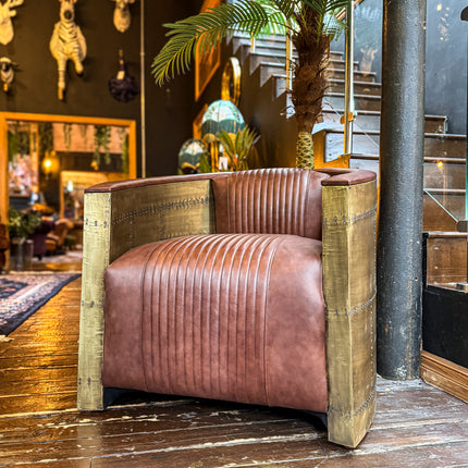 Timothy Aviator Chair in Brass with Antique Brass Finish - Factory Seconds