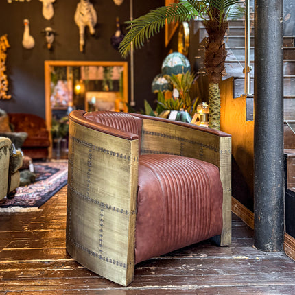Timothy Aviator Chair in Brass with Antique Brass Finish - Factory Seconds