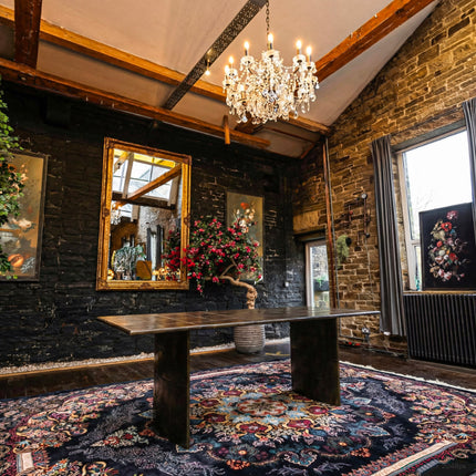 Timothy Aviator Dining Table with Antique Brass Finish - (Various Sizes) - New