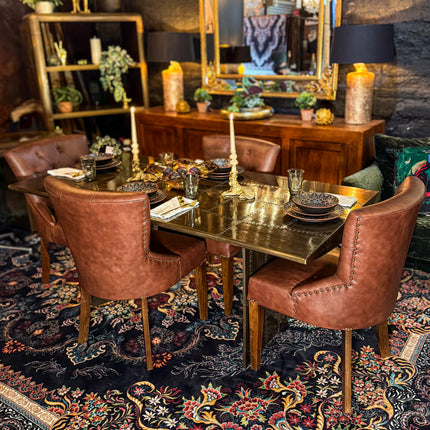 Timothy Aviator Dining Table with Antique Brass Finish - (Various Sizes)