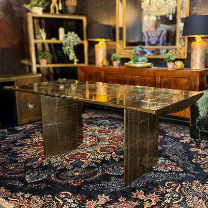 Timothy Aviator Dining Table with Antique Brass Finish - (Various Sizes)