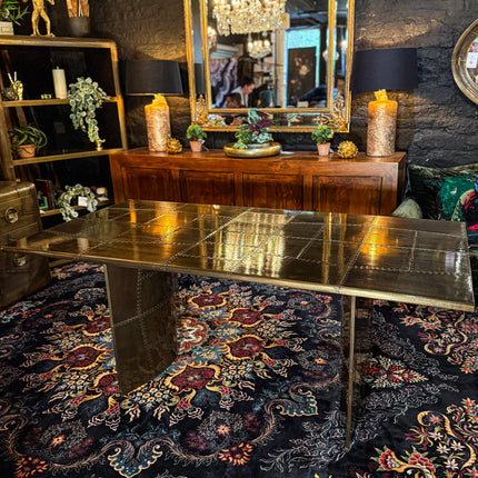 Timothy Aviator Dining Table with Antique Brass Finish - (Various Sizes)