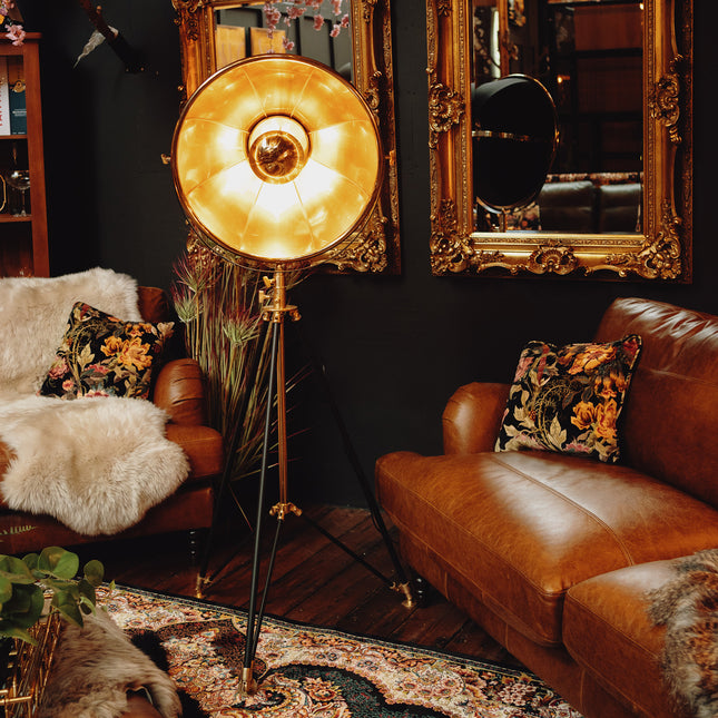 Tripod Floor Lamp - Black & Brass