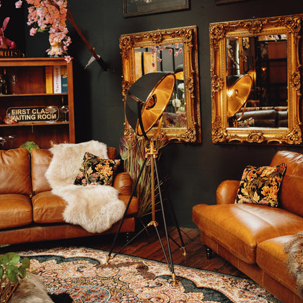 Black & Brass Tripod Studio Floor Lamp