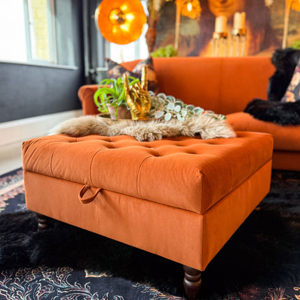 Truffle in Royal Orange Rust Velvet (Various Sizes)- Clearance