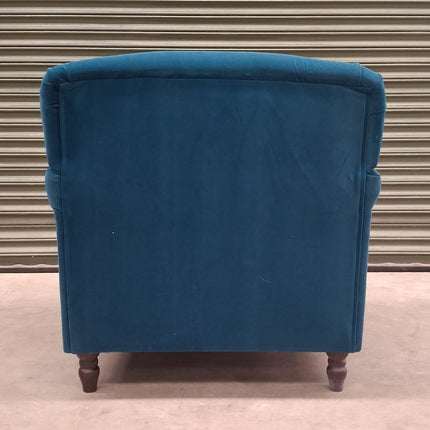 Truffle Armchair in Blue Teal Royal Velvet - Ex Display