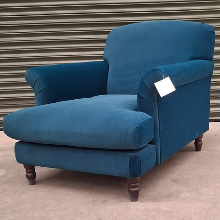 Truffle Armchair in Blue Teal Royal Velvet - Ex Display