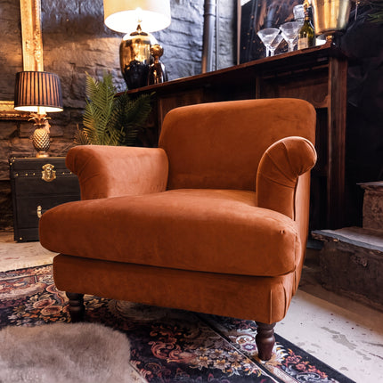 Truffle Armchair in Plush Marmalade Velvet