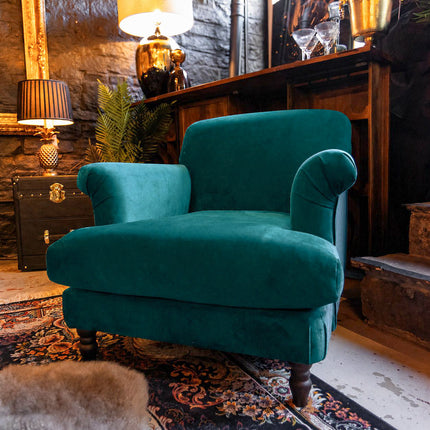 Truffle Armchair in Plush New Teal Velvet