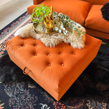 Truffle Footstool in Royal Velvet