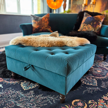 Truffle Footstool in Royal Velvet