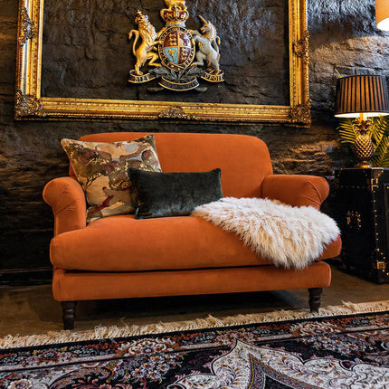 Truffle Loveseat Snuggler Sofa in Plush Marmalade Velvet