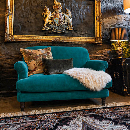 Truffle Loveseat Snuggler Sofa in Plush New Teal Velvet