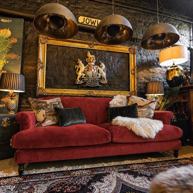 Truffle Sofa in Oxblood Velvet