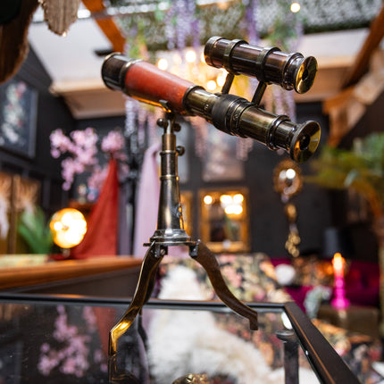 Antiqued Ornamental Telescope On Stand