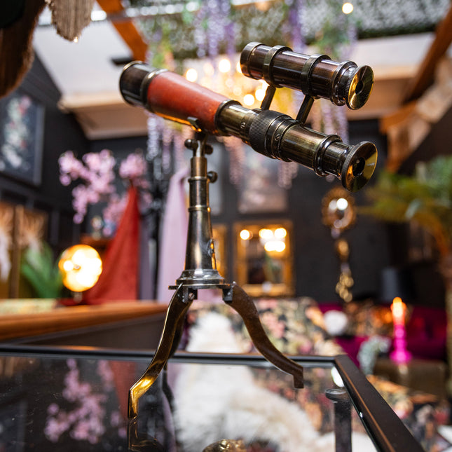 Antiqued Ornamental Telescope On Stand