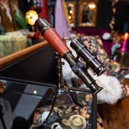 Antiqued Ornamental Telescope On Stand